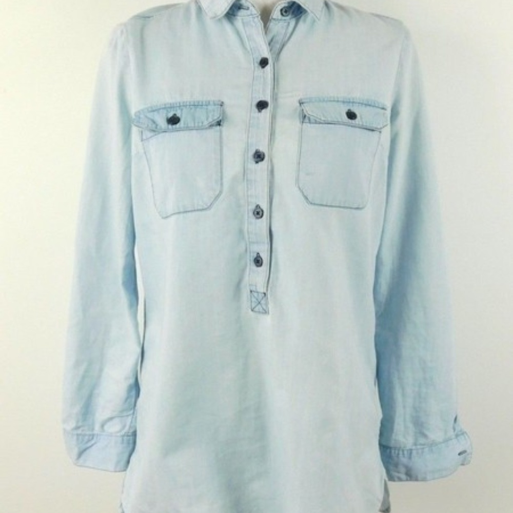 Old Navy Light Jean Denim Long Sleeve Shirt Top S
